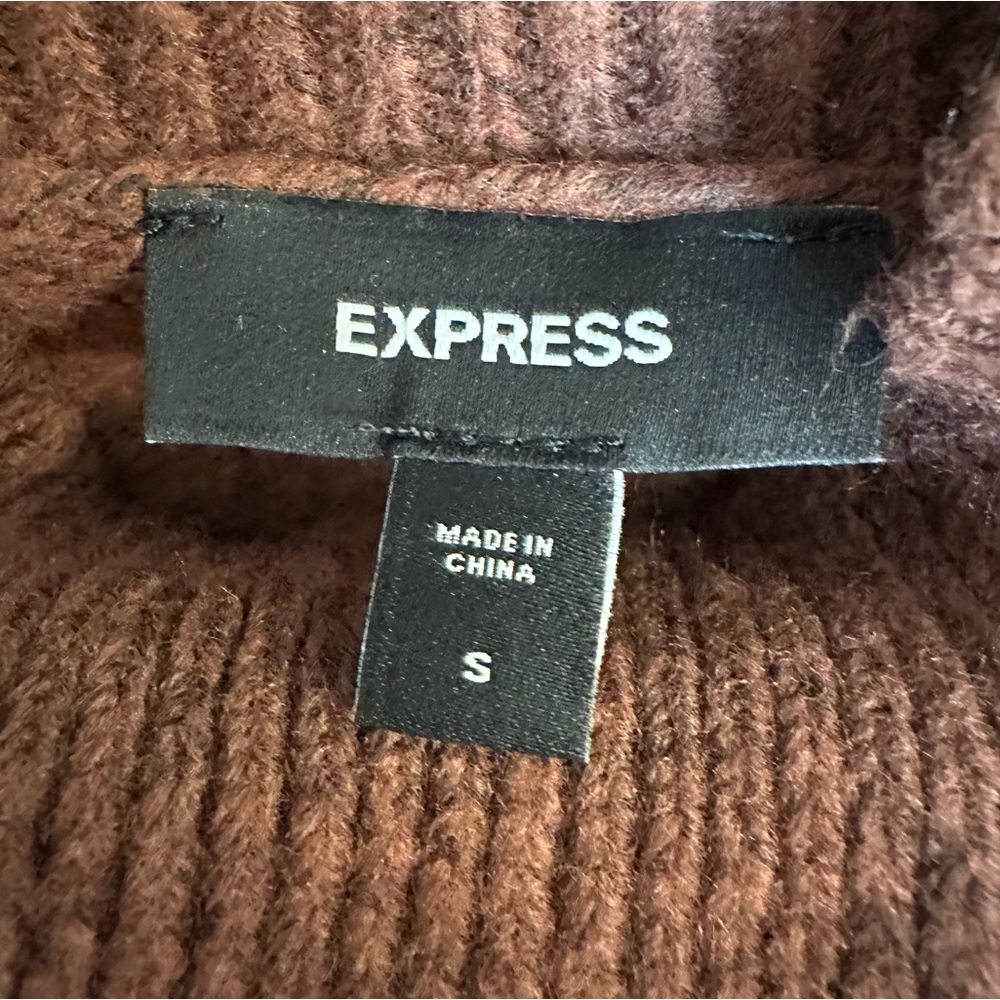 Express small hickory brown pocket mock neck sweater - Picture 5 of 5